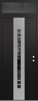 DIAMOND A4 36" X 96" BLACK/BLACK MIRRORED GLASS PANEL STAINLESS STEEL LHI WITH TRANSOM MIRRORED GLASS
