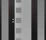 Modern Steel Front Door Diamond C5 64" x 80" black/white frosted Glass Panel stainless steel RHI with 2 Sidelites frosted Glass