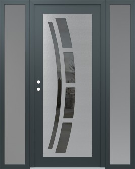 Diamond C12 60" x 80" anthracite/anthracite mirrored Glass Panel stainless steel RHI with 2 Sidelites frosted Glass