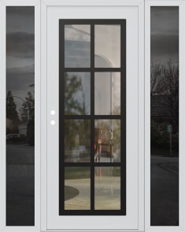 Diamond C16 60" x 80" white/white clear Glass Panel black RHI with 2 Sidelites mirrored Glass