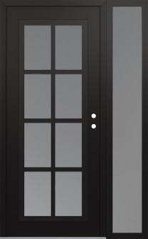 Diamond C16 48" x 80" black/white frosted Glass Panel black LHI with Sidelite frosted Glass