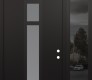 Modern Steel Front Door DIAMOND A9 52" X 96" BLACK/WHITE FROSTED GLASS PANEL BLACK LHI WITH SIDELITE AND TRANSOM MIRRORED GLASS