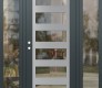 Modern Steel Front Door Diamond C9 64" x 80" anthracite/anthracite clear Glass Panel stainless steel RHI with 2 Sidelites clear Glass