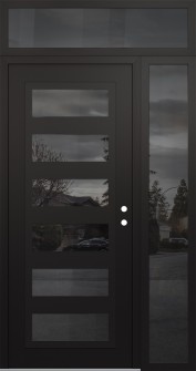 Diamond C9 48" x 96" black/black mirrored Glass Panel black LHI with Sidelite and Transom mirrored Glass