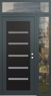 Diamond C7 50" x 96" anthracite/anthracite frosted Glass Panel black LHI with Sidelite and Transom clear Glass