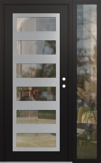 Diamond C9 50" x 80" black/black clear Glass Panel stainless steel LHI with Sidelite clear Glass