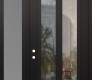 Modern Steel Front Door Diamond C14 48" x 96" black/black clear Glass Panel black RHI with Sidelite and Transom frosted Glass