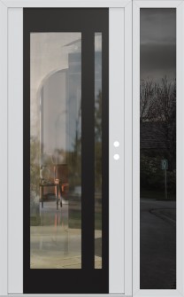 Diamond C15 50" x 80" white/white clear Glass Panel black LHI with Sidelite mirrored Glass