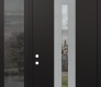DIAMOND A2 52" X 96" BLACK/BLACK CLEAR GLASS PANEL STAINLESS STEEL LHI WITH SIDELITE AND TRANSOM MIRRORED GLASS