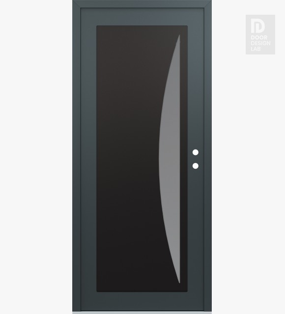 Modern Steel Front Door Diamond C13 36" x 80" anthracite/anthracite frosted Glass Panel black LHI