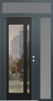 Diamond C15 48" x 96" anthracite/anthracite clear Glass Panel black LHI with Sidelite and Transom frosted Glass
