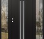 Modern Steel Front Door DIAMOND A8 60" X 80" BLACK/WHITE FROSTED GLASS PANEL BLACK RHI WITH 2 SIDELITES CLEAR GLASS