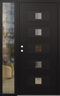 Diamond D8 48" x 80" black/black clear Glass Panel black RHI with Sidelite clear Glass