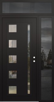 Diamond C3 52" x 96" black/black clear Glass Panel black LHI with Sidelite and Transom mirrored Glass