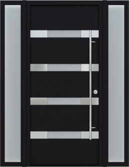 MODERN FRONT STEEL DOOR WITH 2 SIDELITES AURA BLACK/WHITE 61 1/16" X 81 11/16" LHI