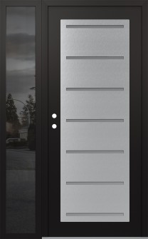 Diamond C11 52" x 80" black/white frosted Glass Panel stainless steel RHI with Sidelite mirrored Glass