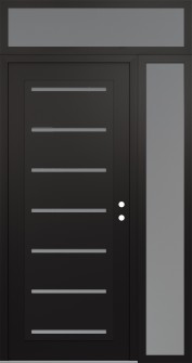 Diamond C11 52" x 96" black/white frosted Glass Panel black LHI with Sidelite and Transom frosted Glass