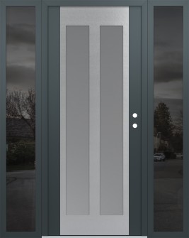 Diamond C14 68" x 80" anthracite/anthracite frosted Glass Panel stainless steel LHI with 2 Sidelites mirrored Glass