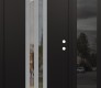 Modern Steel Front Door DIAMOND A8 52" X 80" BLACK/BLACK CLEAR GLASS PANEL STAINLESS STEEL LHI WITH SIDELITE MIRRORED GLASS