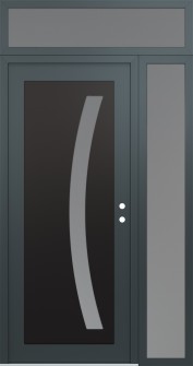 Diamond C4 52" x 96" anthracite/anthracite frosted Glass Panel black LHI with Sidelite and Transom frosted Glass