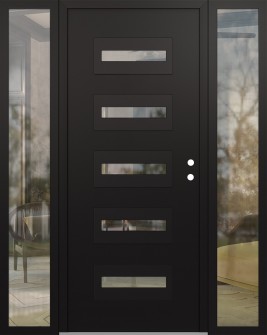 Diamond D4 64" x 80" black/black clear Glass Panel black LHI with 2 Sidelites clear Glass