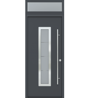 MODERN FRONT STEEL DOOR ARGOS ANTRACIT/WHITE 37 7/16" X 95 11/16" LHI + TRANSOM