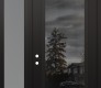Modern Steel Front Door Diamond C1 50" x 96" black/black mirrored Glass Panel black RHI with Sidelite and Transom frosted Glass