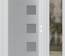 Modern Steel Front Door Diamond C5 52" x 80" white/white frosted Glass Panel stainless steel LHI with Sidelite clear Glass