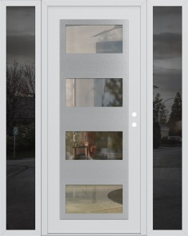 Diamond C2 64" x 80" white/white clear Glass Panel stainless steel LHI with 2 Sidelites mirrored Glass