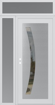 Diamond C4 52" x 96" white/white clear Glass Panel stainless steel RHI with Sidelite and Transom frosted Glass