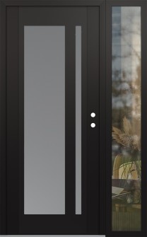 Diamond C15 48" x 80" black/white frosted Glass Panel black LHI with Sidelite clear Glass