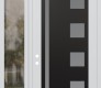 Modern Steel Front Door Diamond C3 50" x 96" white/white frosted Glass Panel black RHI with Sidelite and Transom clear Glass