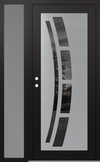 Diamond C12 48" x 80" black/black mirrored Glass Panel stainless steel RHI with Sidelite frosted Glass