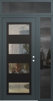 Diamond C2 48" x 96" anthracite/anthracite clear Glass Panel black LHI with Sidelite and Transom mirrored Glass