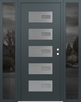 Diamond D7 60" x 80" anthracite/anthracite frosted Glass Panel stainless steel LHI with 2 Sidelites mirrored Glass