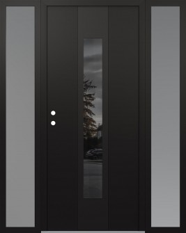 DIAMOND A1 60" X 80" BLACK/BLACK MIRRORED GLASS PANEL BLACK RHI WITH 2 SIDELITES FROSTED GLASS