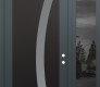 Modern Steel Front Door Diamond C4 48" x 96" anthracite/anthracite frosted Glass Panel black LHI with Sidelite and Transom mirrored Glass