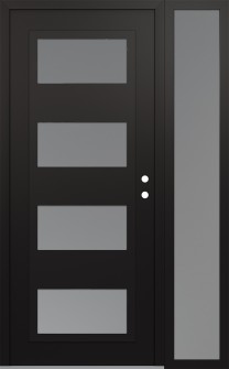 Diamond C2 48" x 80" black/white frosted Glass Panel black LHI with Sidelite frosted Glass