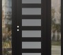 Modern Steel Front Door Diamond C9 60" x 80" black/white frosted Glass Panel black RHI with 2 Sidelites clear Glass