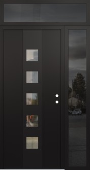 DIAMOND A13 52" X 96" BLACK/BLACK CLEAR GLASS PANEL BLACK LHI WITH SIDELITE AND TRANSOM MIRRORED GLASS