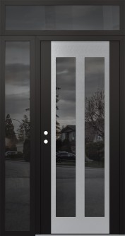 Diamond C14 48" x 96" black/black mirrored Glass Panel stainless steel RHI with Sidelite and Transom mirrored Glass