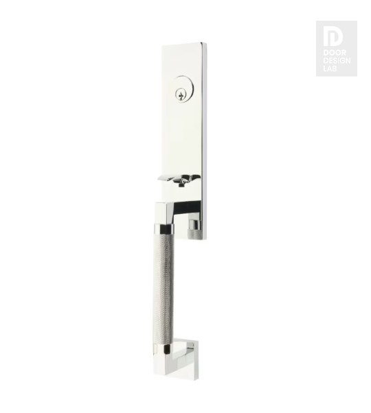 EMTEK HERCULES KNURLED MONOLITHIC SINGLE CYLINDER KEYD 4218 POLISHED CHROME US26 for Steel Front Doors