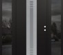 Modern Steel Front Door DIAMOND A5 60" X 80" BLACK/WHITE FROSTED GLASS PANEL STAINLESS STEEL LHI WITH 2 SIDELITES MIRRORED GLASS