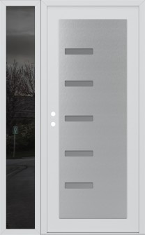 Diamond C8 50" x 80" white/white frosted Glass Panel stainless steel RHI with Sidelite mirrored Glass