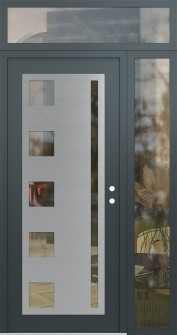 Diamond C3 50" x 96" anthracite/anthracite clear Glass Panel stainless steel LHI with Sidelite and Transom clear Glass