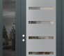 Modern Steel Front Door Diamond C7 48" x 96" anthracite/anthracite clear Glass Panel stainless steel RHI with Sidelite and Transom mirrored Glass
