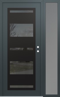 Diamond C10 48" x 80" anthracite/anthracite mirrored Glass Panel black LHI with Sidelite frosted Glass