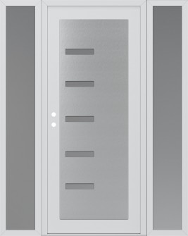 Diamond C8 64" x 80" white/white frosted Glass Panel stainless steel RHI with 2 Sidelites frosted Glass