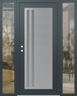 Diamond C6 68" x 80" anthracite/anthracite frosted Glass Panel stainless steel RHI with 2 Sidelites clear Glass