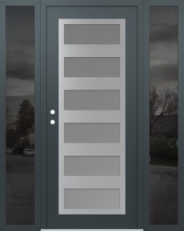 Diamond C9 68" x 80" anthracite/anthracite frosted Glass Panel stainless steel RHI with 2 Sidelites mirrored Glass